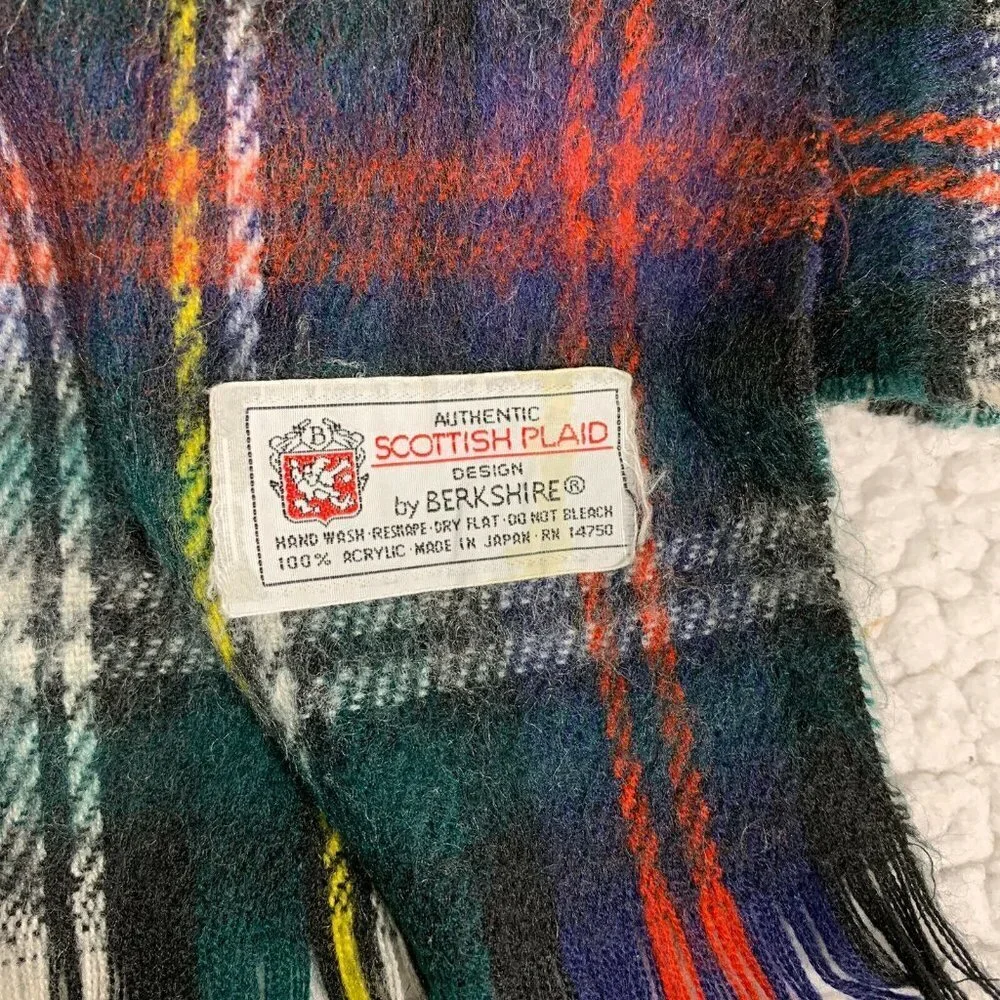 Vintage Scottish Berkshire Tartan Plaid Scarf Academia Preppy Cozy
